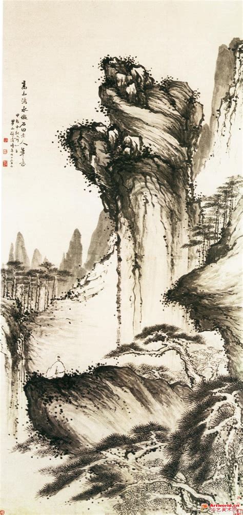 流水画|高山流水图（梅清画作）